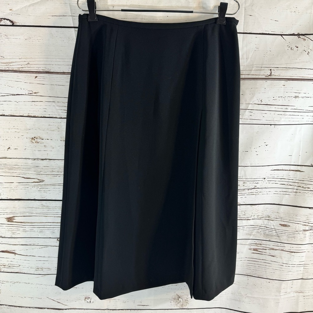 Talbots Black Career Skirt with Front Side Slit 12 Petite